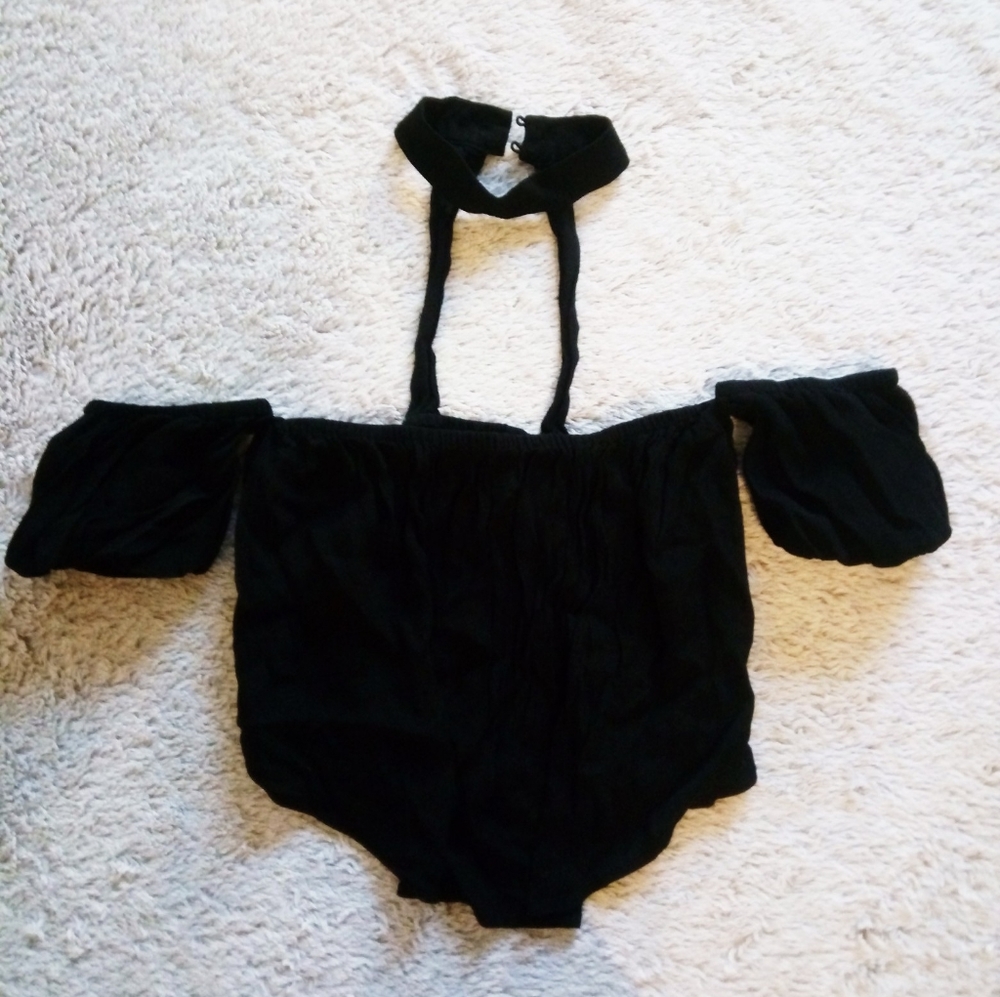 Off the shoulder black shirt
